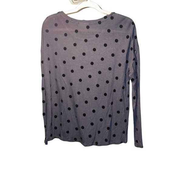 Sussan Dark Gray and Black Polka Dot Tie Front Long Sleeve Blouse, NWOT - Picture 4 of 4